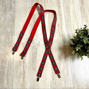 VTG NOEL Teddy Bear Christmas Suspenders U1D46